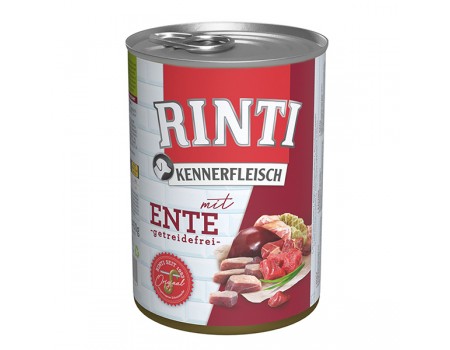 Беззерновой влажный корм Rinti Kennerfleisch mit Ente РИНТИ КЕННЕРФЛЯЙШ, для собак, утка, 400 г