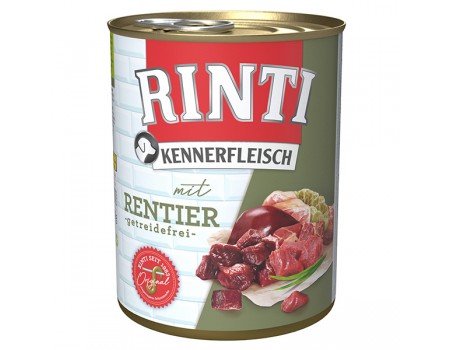 Беззерновой влажный корм Rinti Kennerfleisch mit Rentier РИНТИ КЕННЕРФЛЯЙШ, для собак, оленина, 800 г