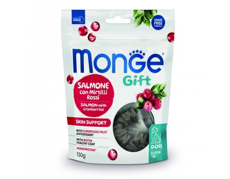 Лакомство Monge Gift Dog Skin support лосось с клюквой 150 г