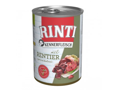 Беззерновой влажный корм Rinti Kennerfleisch mit Rentier РИНТИ КЕННЕРФЛЯЙШ, для собак, оленина, 400 г