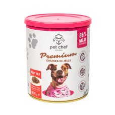 Корм влажный Pet Chef, Кусочки в желе для взрослых собак, Мясной микс, 800 г