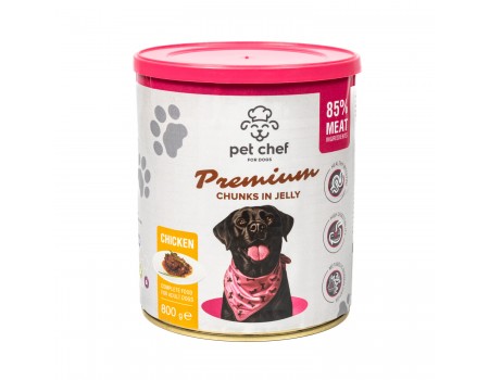 Корм влажный Pet Chef, Кусочки в желе для взрослых собак, с курицей, 800 г