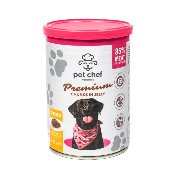Корм вологий Pet Chef, Шматочки в желе для дорослих собак, з куркою, 415 г