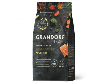 Сухой корм Grandorf FRESH SALMON&SWEET POTATO, для собак малых пород, с лососем и бататом, 1 кг