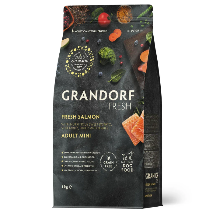 Сухой корм Grandorf FRESH SALMON&SWEET POTATO, для собак малых пород, с лососем и бататом, 1 кг