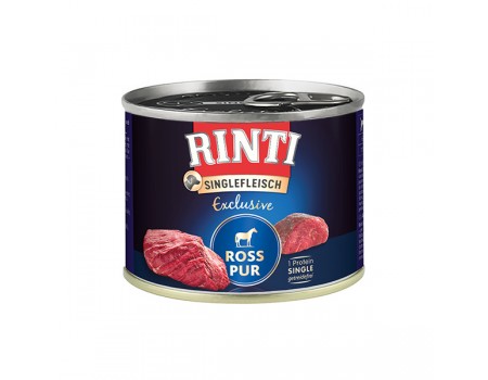 Беззерновой влажный корм Rinti Singlefleisch Exclusive Ross Pur РИНТИ МОНОПРОТЕИН, для собак, конина, 185 г