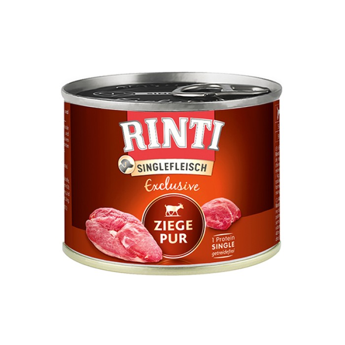 Беззерновий вологий корм Rinti Singlefleisch Exclusive Ziege Pur РІНТІ МОНОПРОТЕЇН, для собак, коза, 185 г