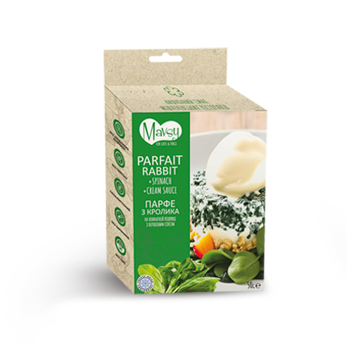Лакомство для собак Mavsy Freeze dried, парфе из кролика на шпинатной подушке с кремом, 50 г