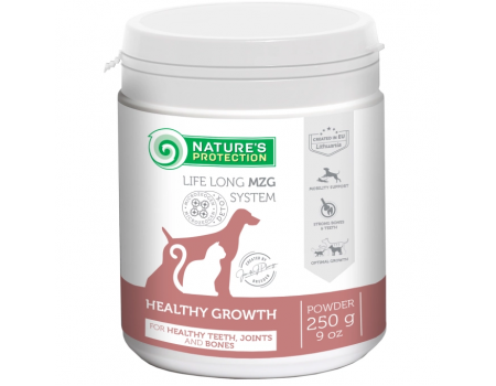 Пищевая добавка для растущих собак и кошек Nature's Protection Healthy growth formula, для зубов, суставов и костей, 250 г