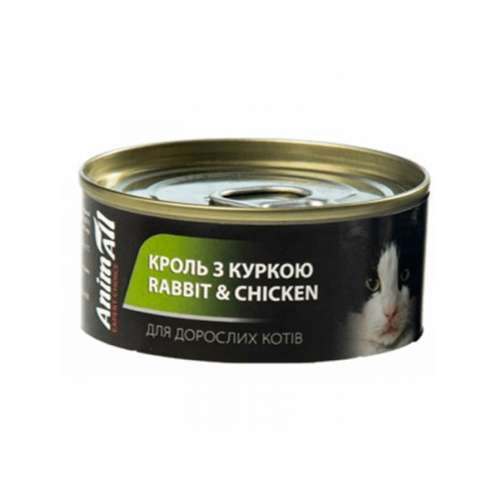 Animall влажный корм для котов с кролем и курицей 80 г