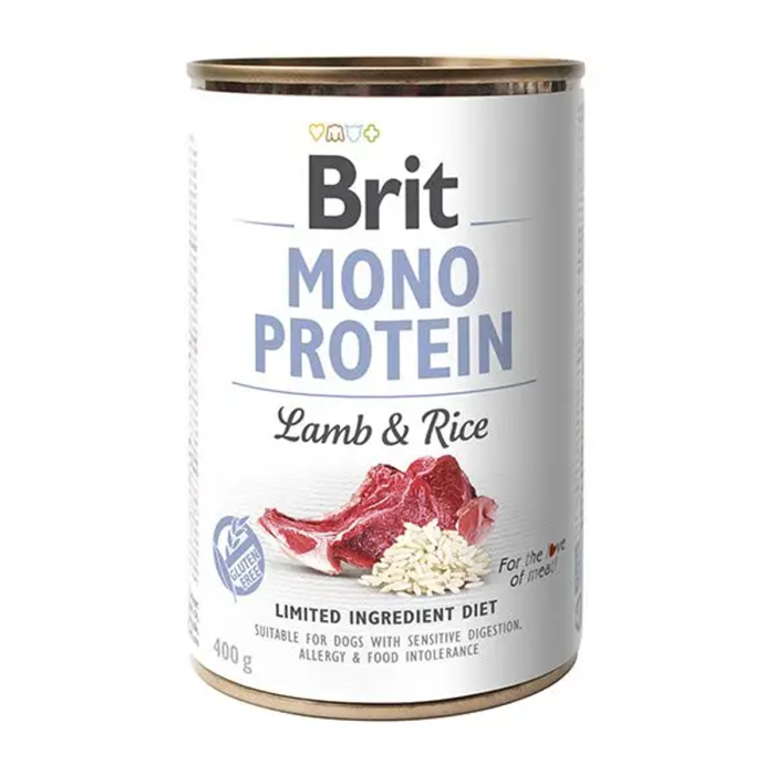 Brit Mono Protein Dog k 400 g для дорослих собак з ягнятком та темним рисом