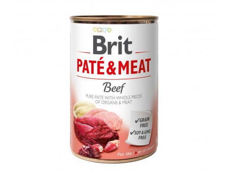 Brit Pate & Meat Dog k 400 g для взрослых собак с говядиной
