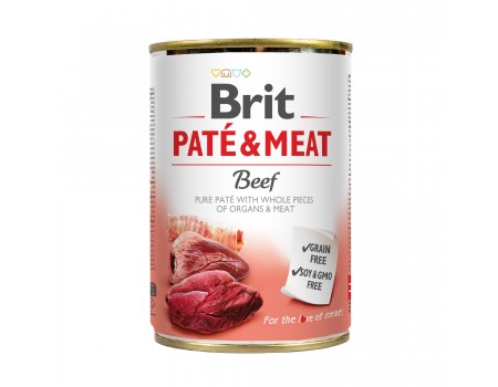 Корм влажный Brit Care Pate and Meat для взрослых собак с говядиной. 400 г