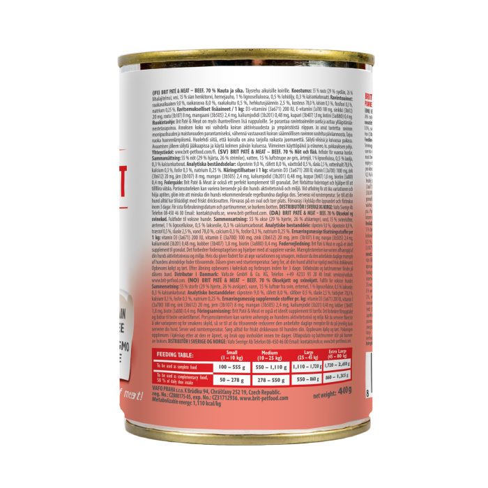 Корм влажный Brit Care Pate and Meat для взрослых собак с говядиной. 400 г