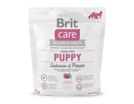 Brit Care GF Puppy Salmon з лососем для цуценят та молодих собак усіх порід 1 кг