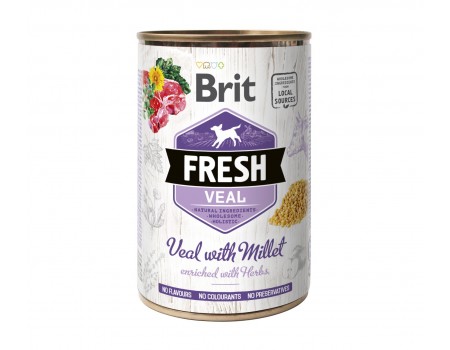 Brit Fresh Veal with Millet Консервированный корм с  телятиной и пшеном для собак всех пород, 0,4 кг