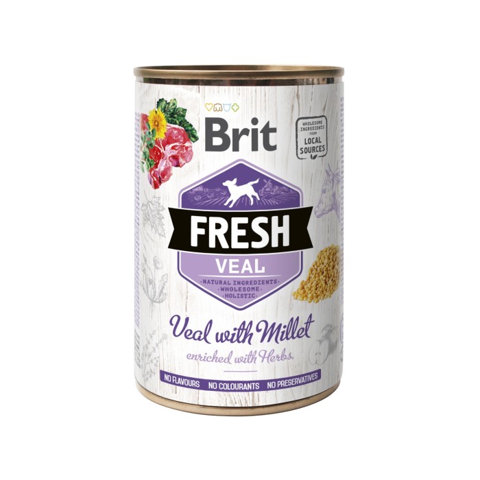 Brit Fresh Veal with Millet Консервированный корм с  телятиной и пшеном для собак всех пород, 0,4 кг