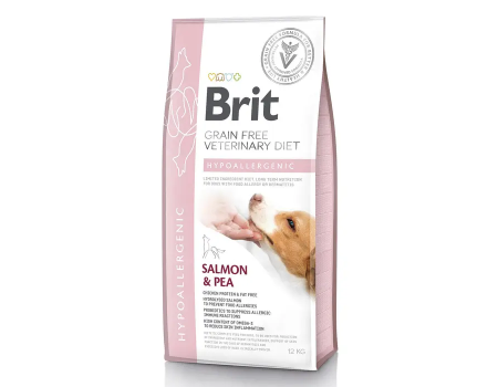 Brit GF  Veterinary Diet Dog Grain Free Hypoallergenic  при пищевой аллергии с лососем, горохом и гречкой  12 кг	