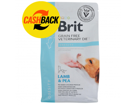 Brit GF Veterinary Diet Dog Obesity при надмірній вазі з ягнятиною, індичкою та горохом 2 кг