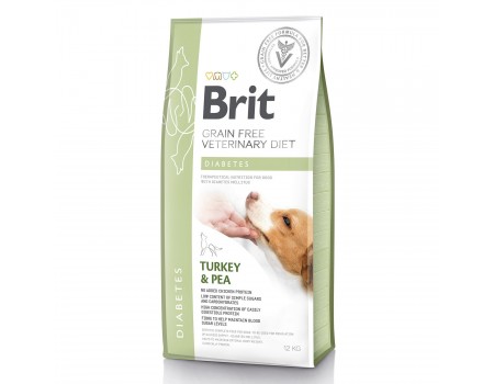 Brit GF Veterinary Diet Dog DIABETES - беззерновий корм для собак при діабеті (індичка/горох), 12 кг