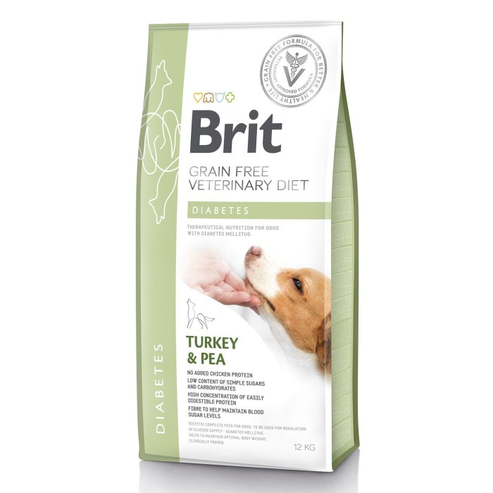 Brit GF Veterinary Diet Dog DIABETES - беззерновий корм для собак при діабеті (індичка/горох), 12 кг