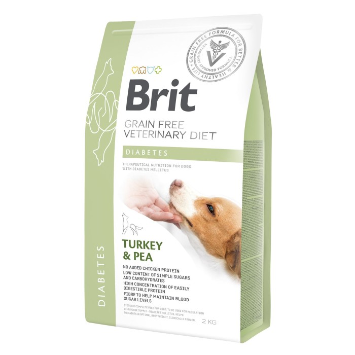 Brit GF  Veterinary Diet  Dog  DIABETES - беззерновой корм для собак при диабете (индейка/горох), 2 кг