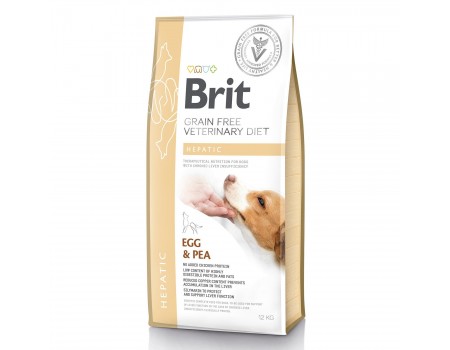 Brit GF VetDiets Dog Hepatic  Беззерновая диета при болезни печени с яйцом, горохом, бататом и гречкой,  12 кг