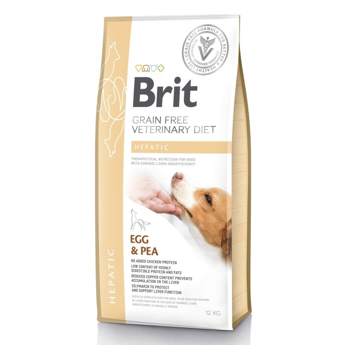 Brit GF VetDiets Dog Hepatic  Беззерновая диета при болезни печени с яйцом, горохом, бататом и гречкой,  12 кг