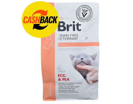 Brit GF Veterinary Diet Cat Renal для кошек с нарушенной функцией почек и хронической почечной недостаточностью 2 кг	