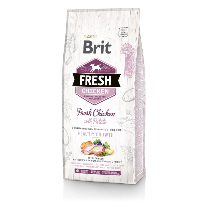 Brit Fresh Chicken with Potato Puppy Healthy Growth ПОВНОРАЦІЙНИЙ СУХИЙ КІРМ ІЗ СВІЖОЮ КУРИЦЮ І КАРТОФЕЛЕЮ ДЛЯ ЦУЦЕНЦІВ - ЗДОРОВЕ ЗРОСТАННЯ, 12 кг
