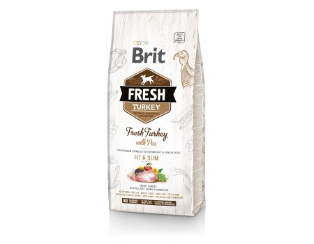 Brit Fresh Turkey with Pea Adult Fit & Slim для взрослых собак всех пород (индейка), 12 кг