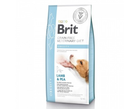 Brit GF Veterinary Diet Dog Obesity при надмірній вазі з ягнятиною, індичкою та горохом 12 кг