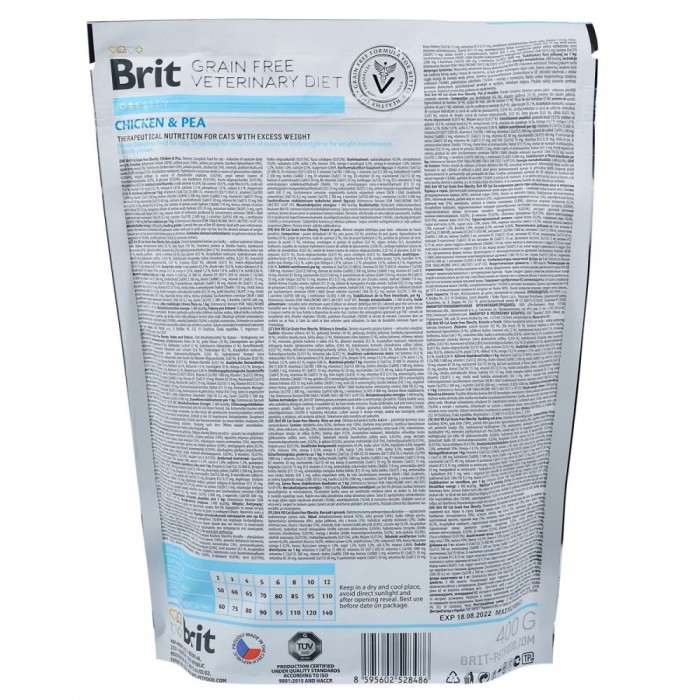 Brit GF Veterinary Diets Cat Obesity. Беззерновая диета при избыточном весе и ожирении  0.4 кг