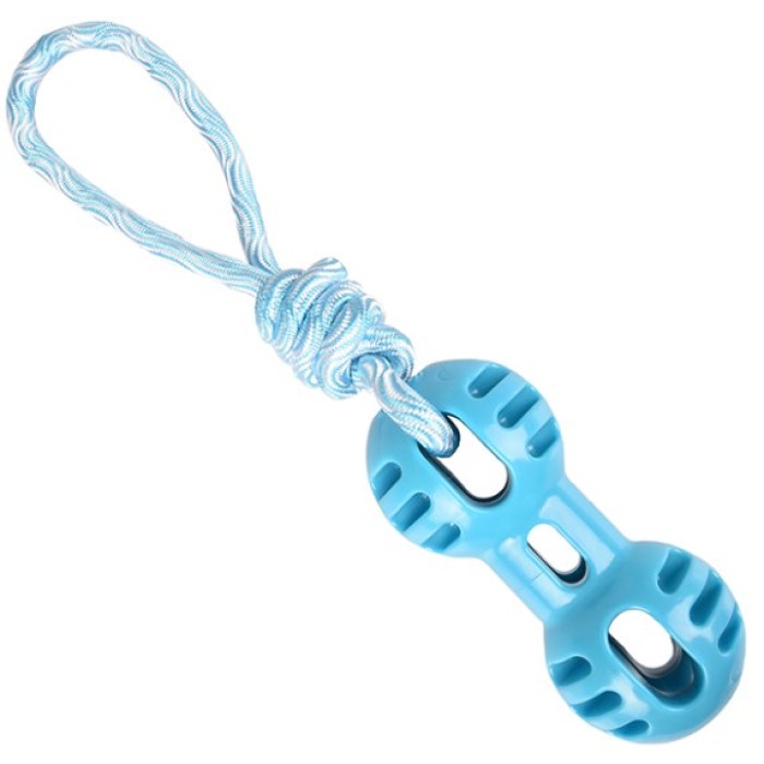Flamingo Rudo Dumbbell With Rope ФЛАМІНГО РУДО ГАНТЕЛЬ З ВЕРІВКОЮ іграшка для собак, 6,5х6,5х34,5см, блакитний