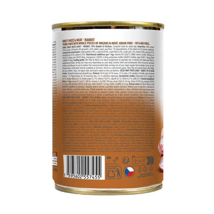 Корм влажный Brit Care Pate and Meat для взрослых собак с кроликом, 400 г