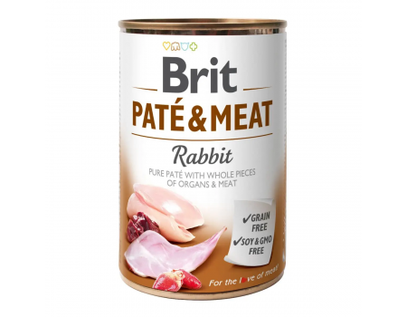 Brit Pate & Meat Dog k 400 g для взрослых собак с кроликом
