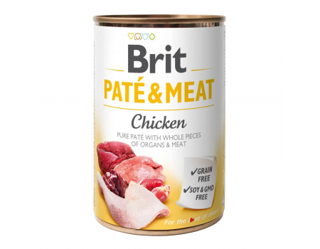 Brit Pate & Meat Dog k 400 g для взрослых собак  с курицей