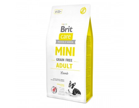 Сухий корм для дорослих собак мініатюрних порід Brit Care GF Mini Adult Lamb з ягням, 7 кг 