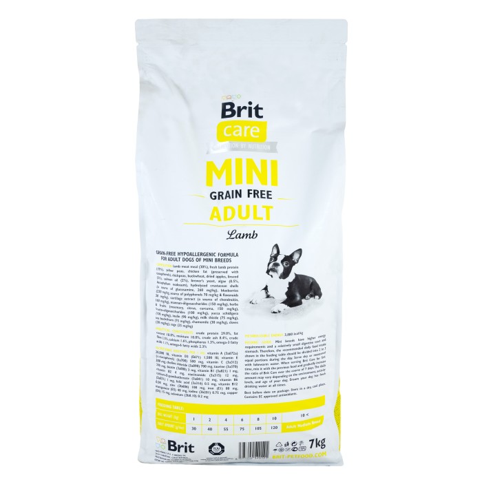 Сухой корм для взрослых собак миниатюрных пород Brit Care GF Mini Adult Lamb с ягненком, 7 кг