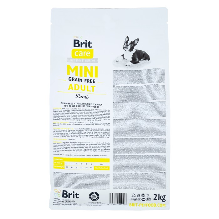 Сухой корм для взрослых собак миниатюрных пород Brit Care GF Mini Adult Lamb с ягненком, 2 кг