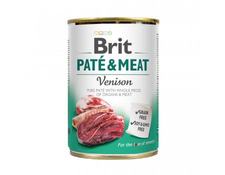 Корм влажный Brit Care Pate and Meat для взрослых собак с олениной. 400 г