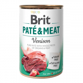 Brit Pate & Meat Dog k 400 g для взрослых собак с олениной..