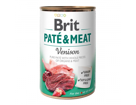 Brit Pate & Meat Dog k 400 g для дорослих собак з олениною