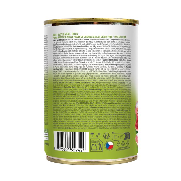 Корм влажный Brit Care Pate and Meat для взрослых собак с уткой, 400 г