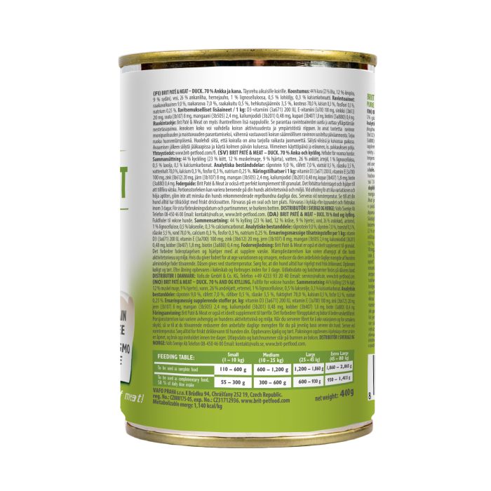 Корм влажный Brit Care Pate and Meat для взрослых собак с уткой, 400 г