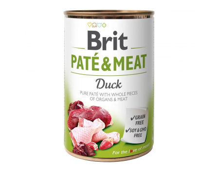 Brit Pate & Meat Dog k 400 g для дорослих собак з качкою