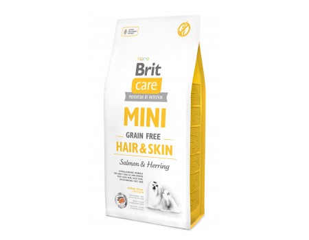 Brit  Care GF Mini Hair&Skin с лососем для собак миниатюрных пород с дополнительным уходом за шерстью 7 кг