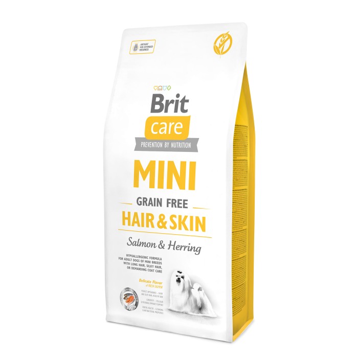 Brit Care GF Mini Hair&Skin із лососем для собак мініатюрних порід з додатковим доглядом за вовною 7 кг