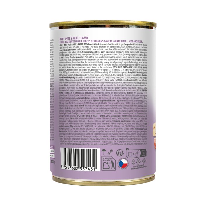 Корм влажный Brit Care Pate and Meat для взрослых собак с ягненком, 400 г