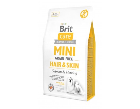 Brit Care GF Mini Hair&Skin із лососем для собак мініатюрних порід з додатковим доглядом за вовною 2 кг